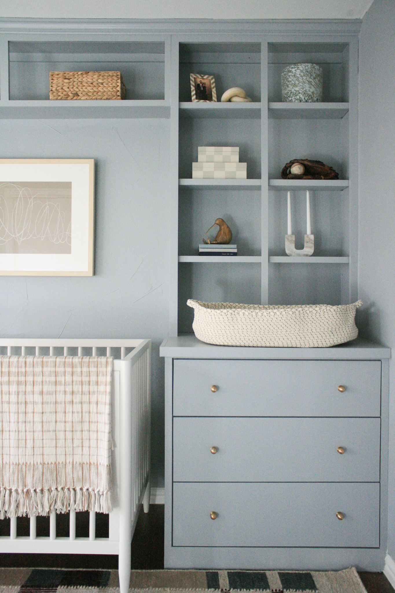 Baby blue nursery built ins