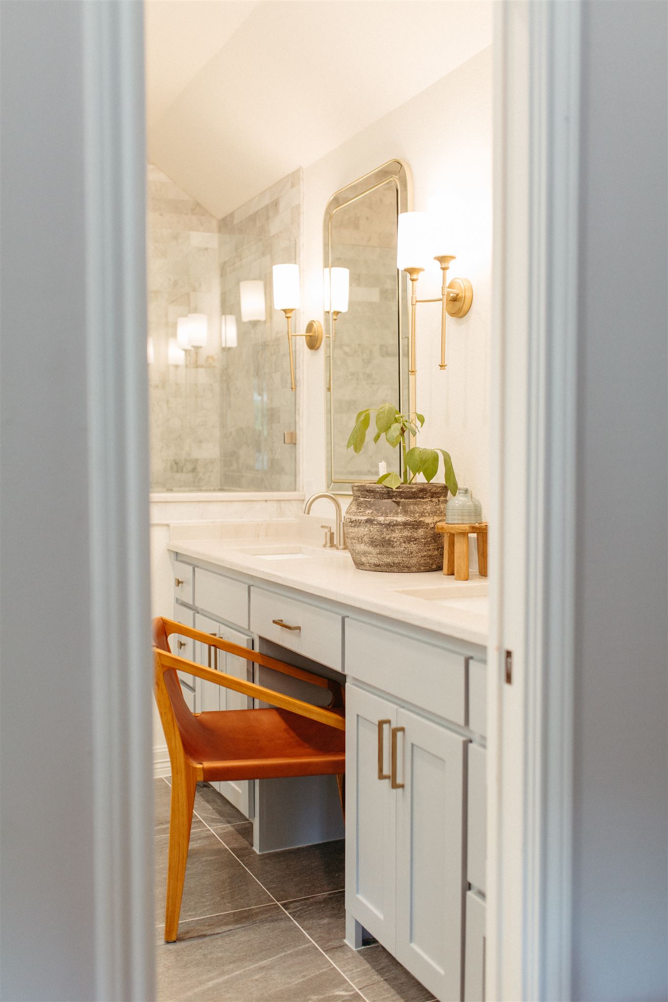 Feminine blue bathroom remodel